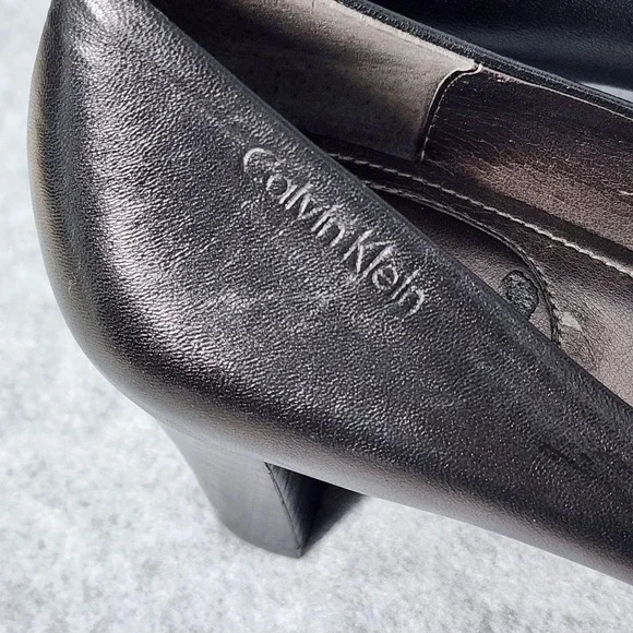 Calvin Klein Shoes Womens Size 9M Black Leather Aimee Pumps Classic Heels Career - Picture 5 of 10
